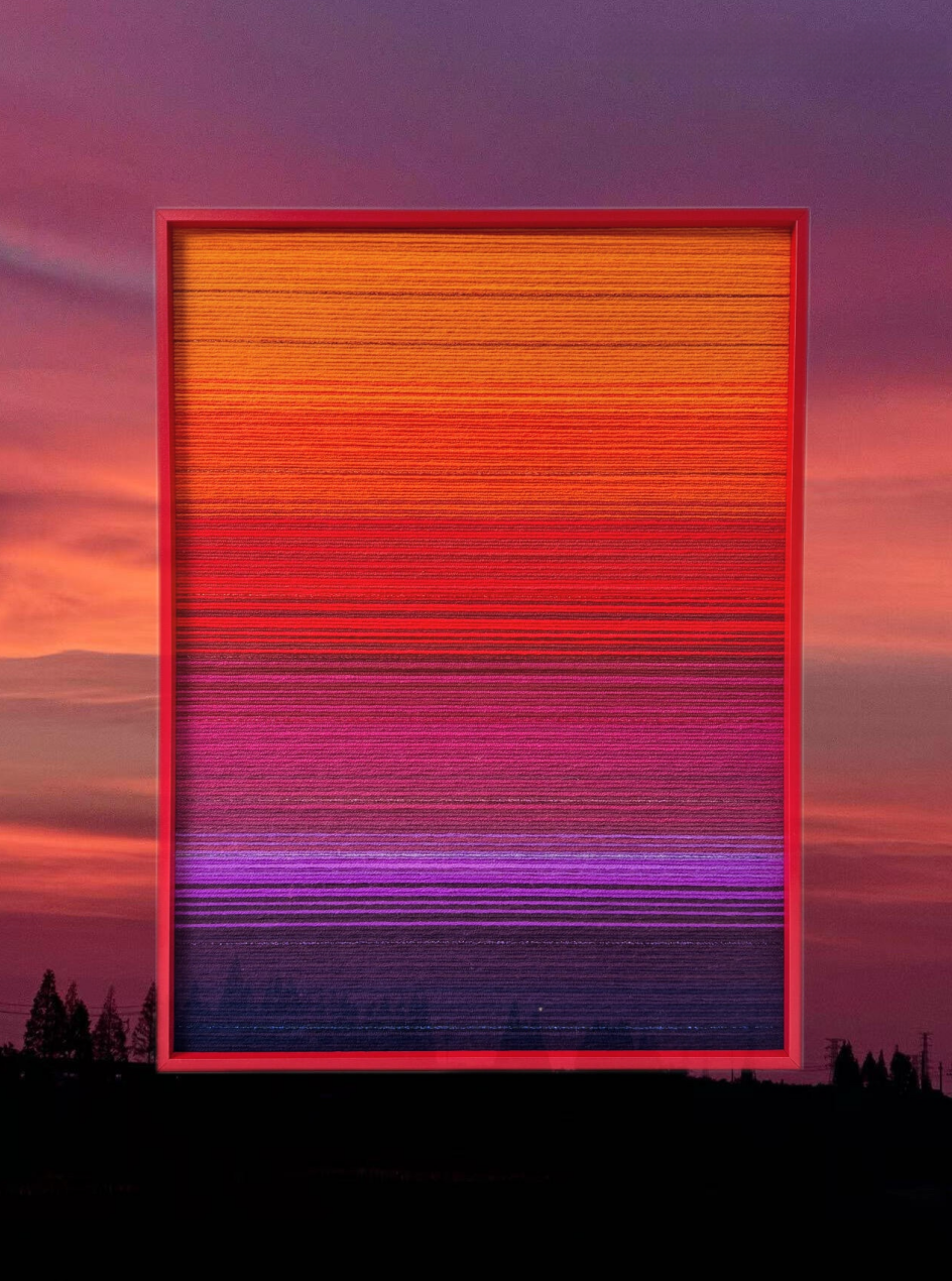Morning Glow Yarn Art Framed Textile Wall Art | Neroliya Studio