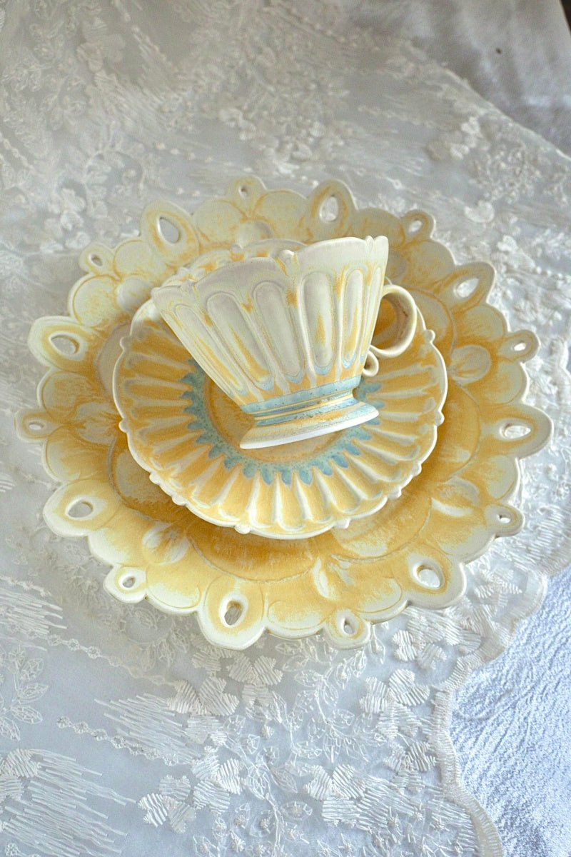 Twilight Clouds Handcrafted Wood-Fired Porcelain Tableware Orange Yellow