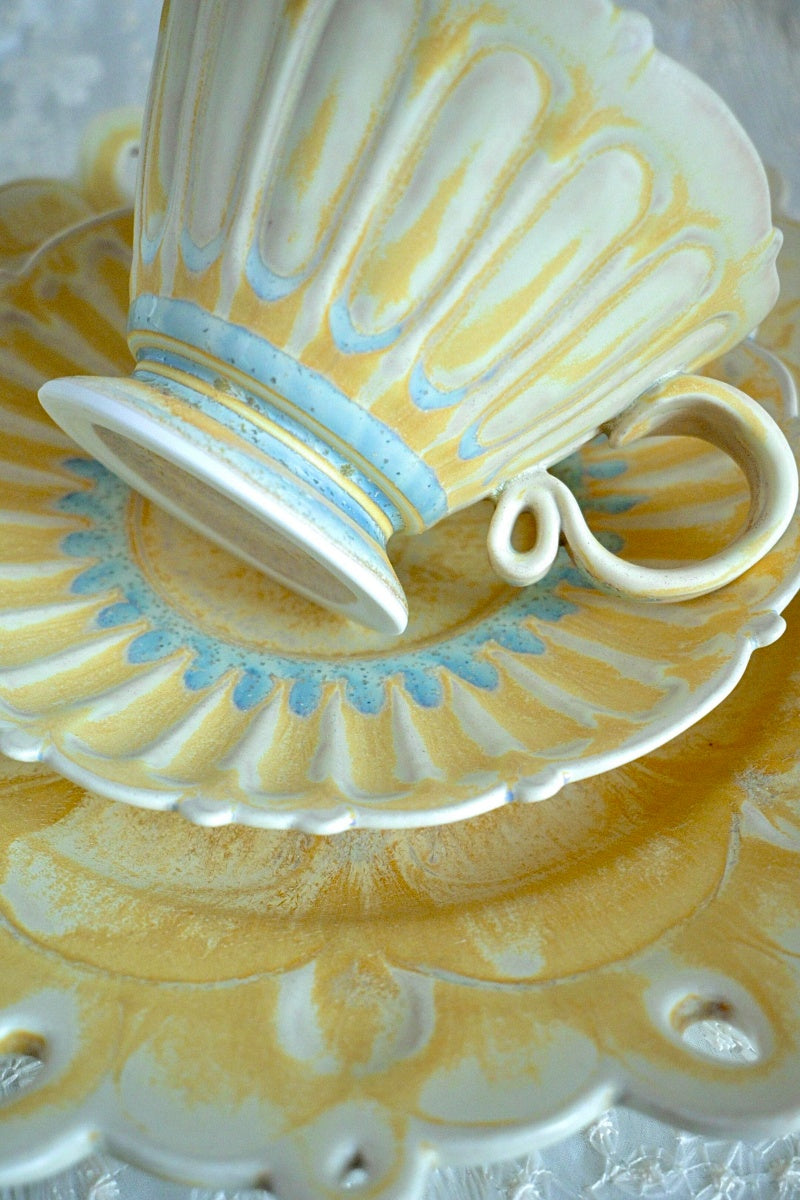 Twilight Clouds Handcrafted Wood-Fired Porcelain Tableware Orange Yellow