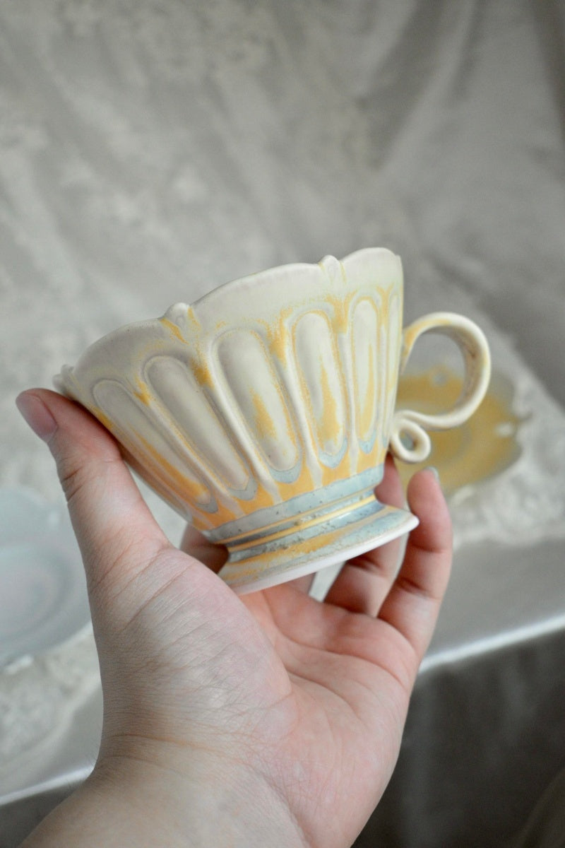 Twilight Clouds Handcrafted Wood-Fired Porcelain Tableware Orange Yellow