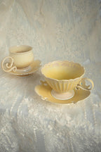 Honey Pomelo Handcrafted Wood-Fired Porcelain Cup & Saucer Set Orange Yellow