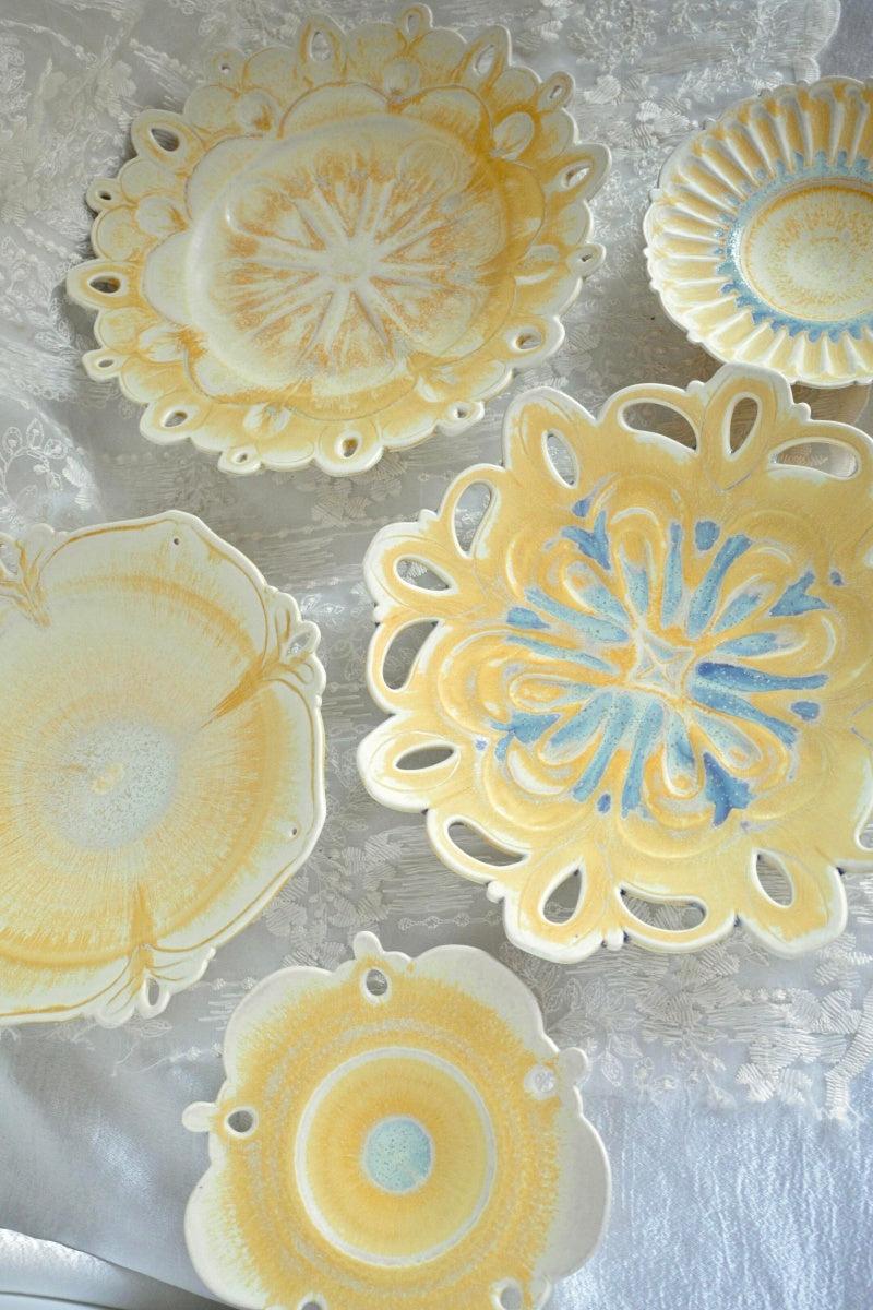 Twilight Clouds Handcrafted Wood-Fired Porcelain Tableware Orange Yellow
