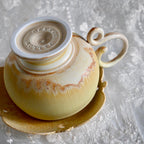 Soft Glow Handcrafted Wood-Fired Porcelain Cup Set Orange Yellow
