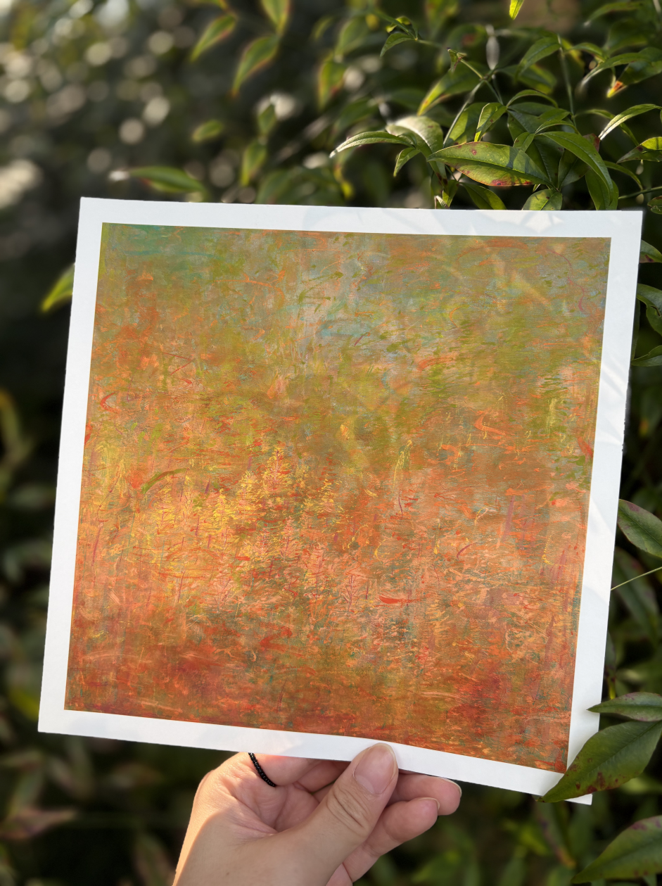 Abstract Landscape Wall Art – Golden Breeze in Autumn Wilds (Fine Art Print) Fengxi Ni