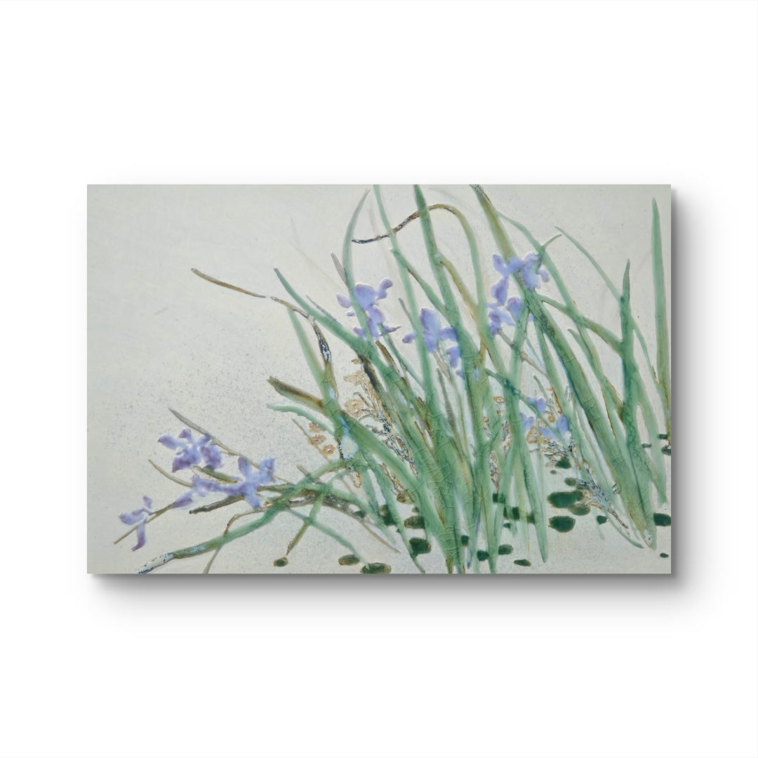 High-Temperature Glaze Ceramic Painting –Iris by the Water (Original 1/1) Xianyue Lee