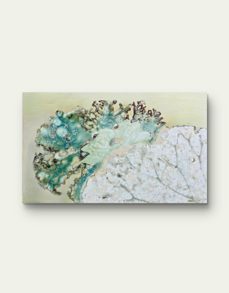 High-Temperature Glaze Ceramic Painting –A White Leaf, A Jade Lotus (Original 1/1) Xianyue Lee
