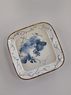 Hand-Painted Blue & White Grape Ceramic Plate Set Chi Su