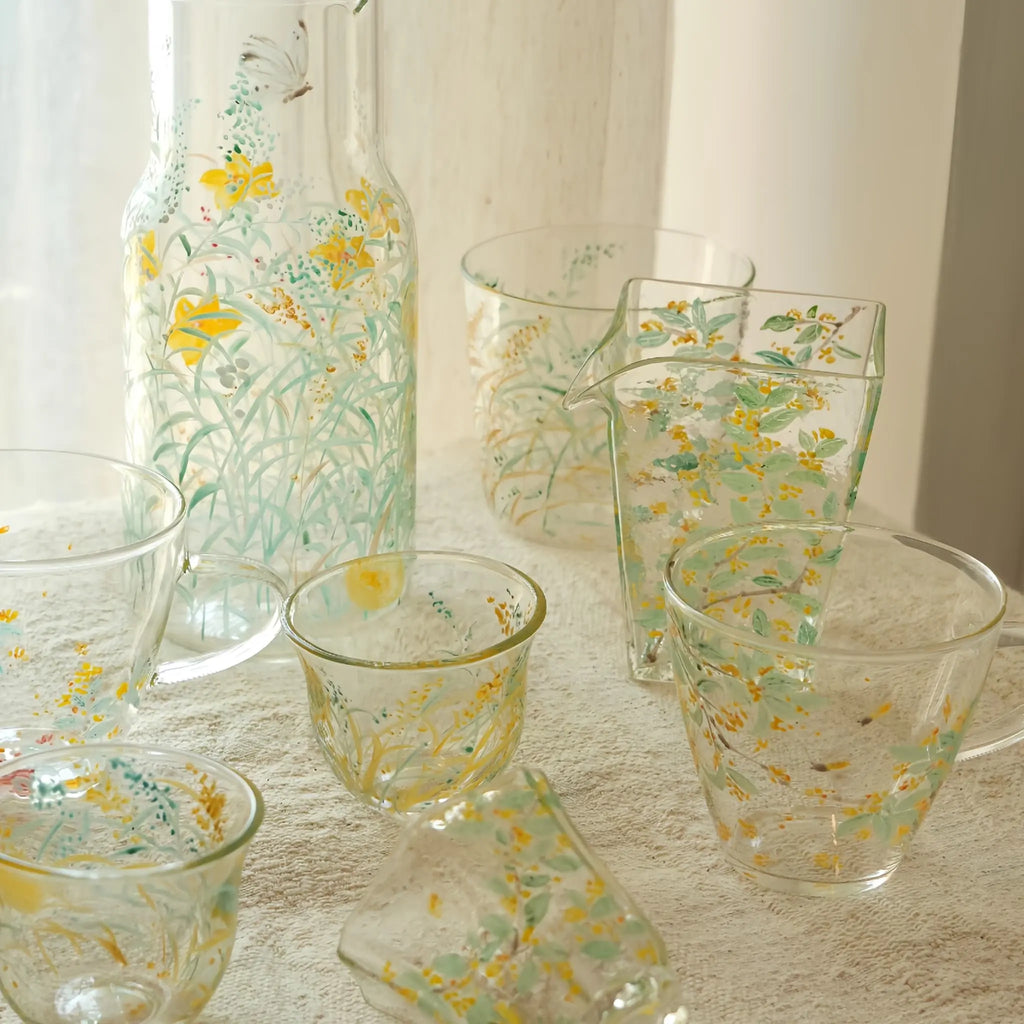 Autumn Abundance Glass Tea Set by Shi Yu ShiYu