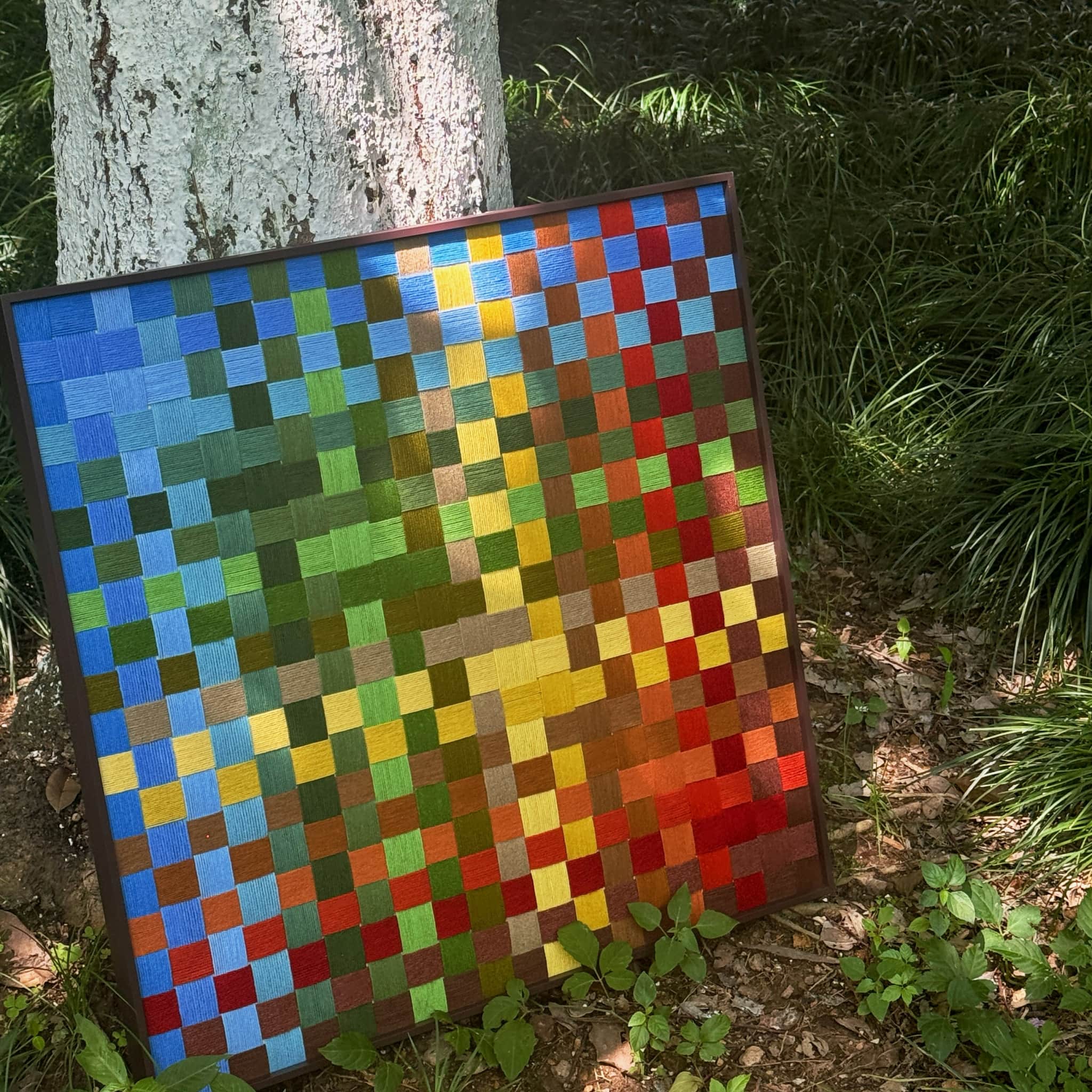 Autumn Woods in Full Color Fiber Art By Good Monica Good Monica