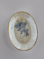 Hand-Painted Blue & White Grape Ceramic Plate Set Chi Su