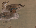 Chinese Gongbi Bird-and-Flower Painting – Pair of Wild Ducks beneath Crimson Maples Jing Li