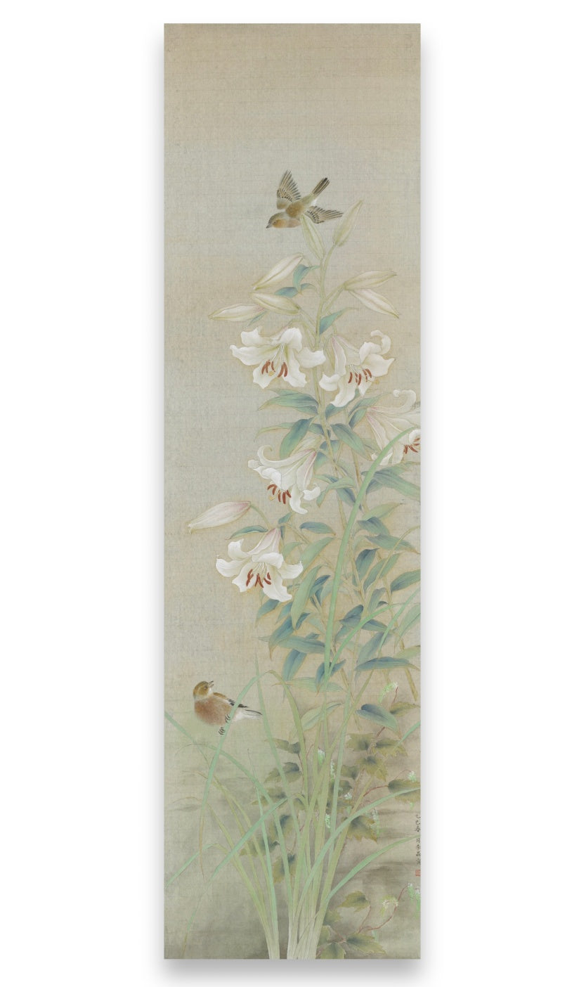 Chinese Gongbi Bird-and-Flower Painting – Lilies in the Quiet Valley Jing Li