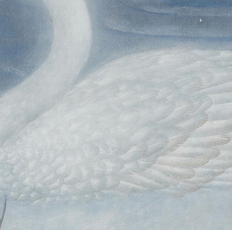 Chinese Gongbi Bird-and-Flower Painting – Dawn Mist over Quiet Ripples Jing Li
