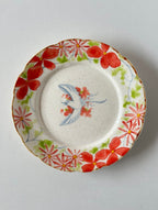 Hand-Painted Bird Round Dessert Plate Set – Red Elegance Chi Su