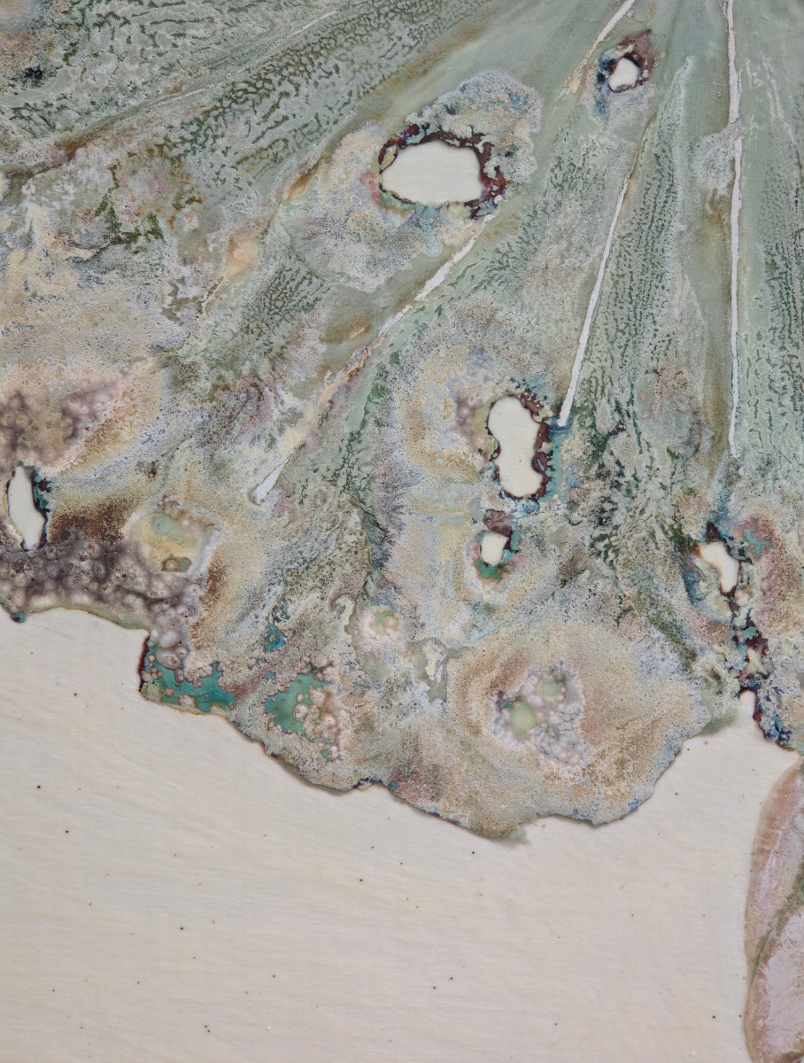 High-Temperature Glaze Ceramic Painting –Green Lotus Listening to Rain (Original 1/1) Xianyue Lee