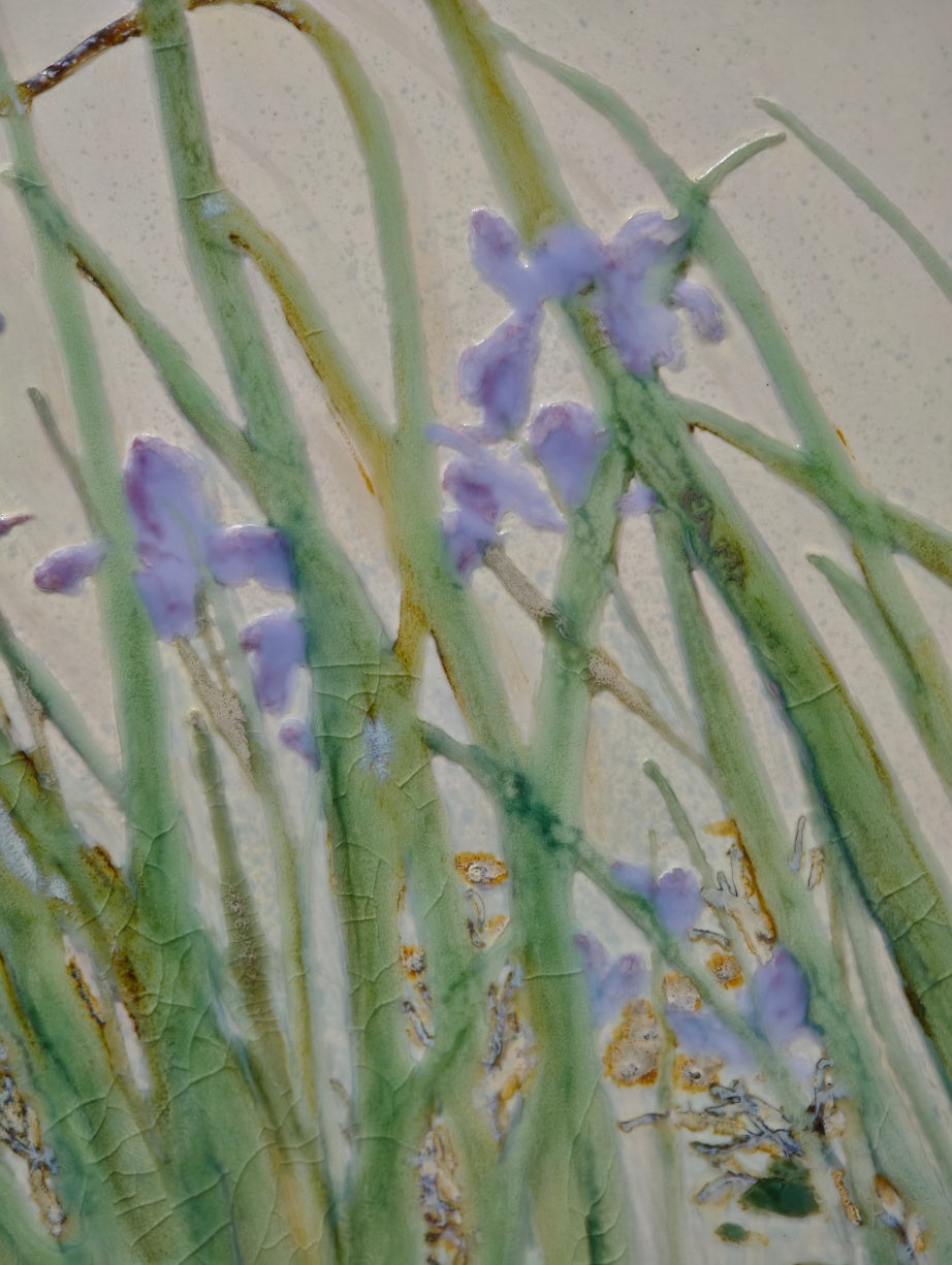 High-Temperature Glaze Ceramic Painting –Iris by the Water (Original 1/1) Xianyue Lee