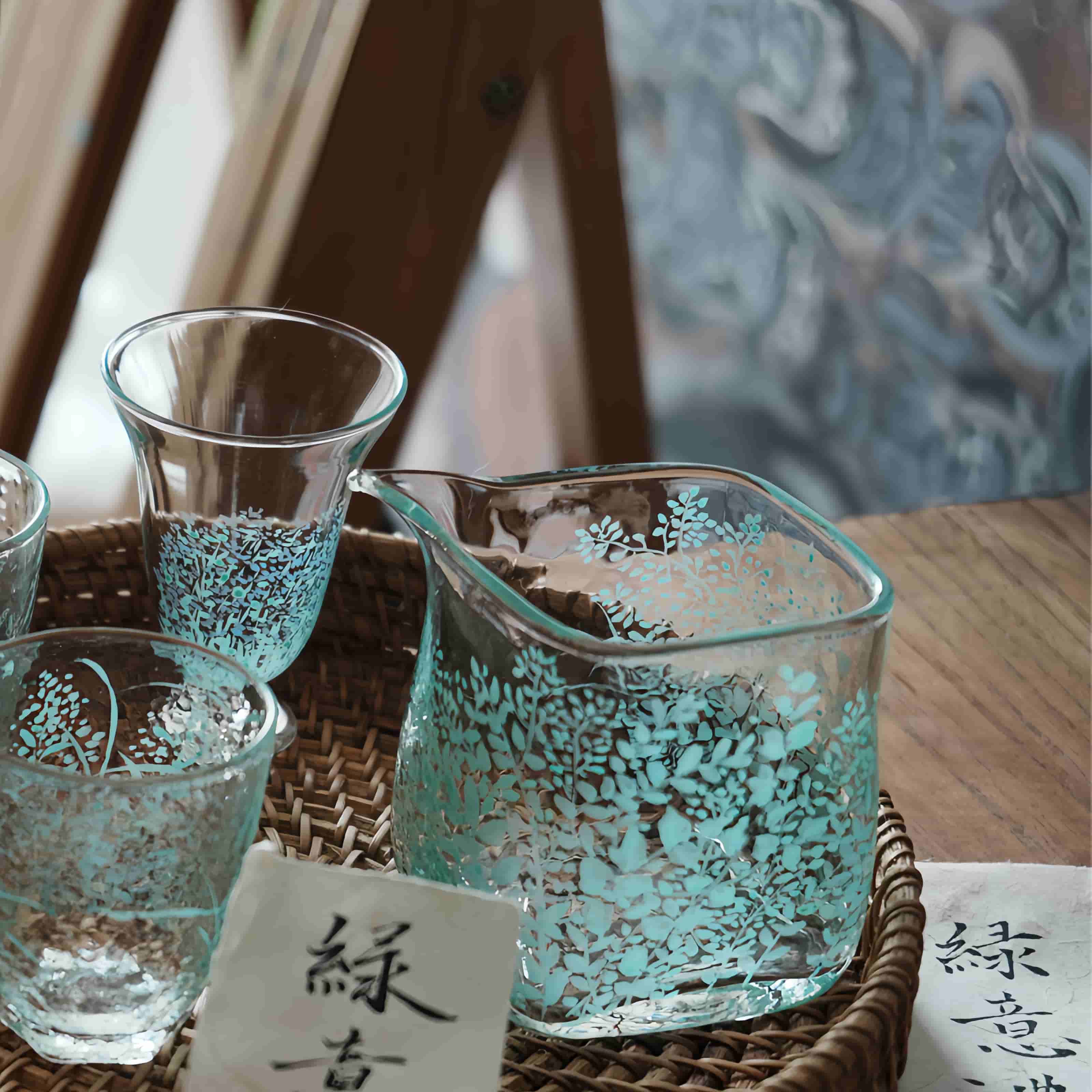 The Verdant Moment Glass Tea Set by Shi Yu ShiYu