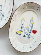 French Leisure Hand-Painted Oval Ceramic Plate – Candlelight Dinner Chi Su