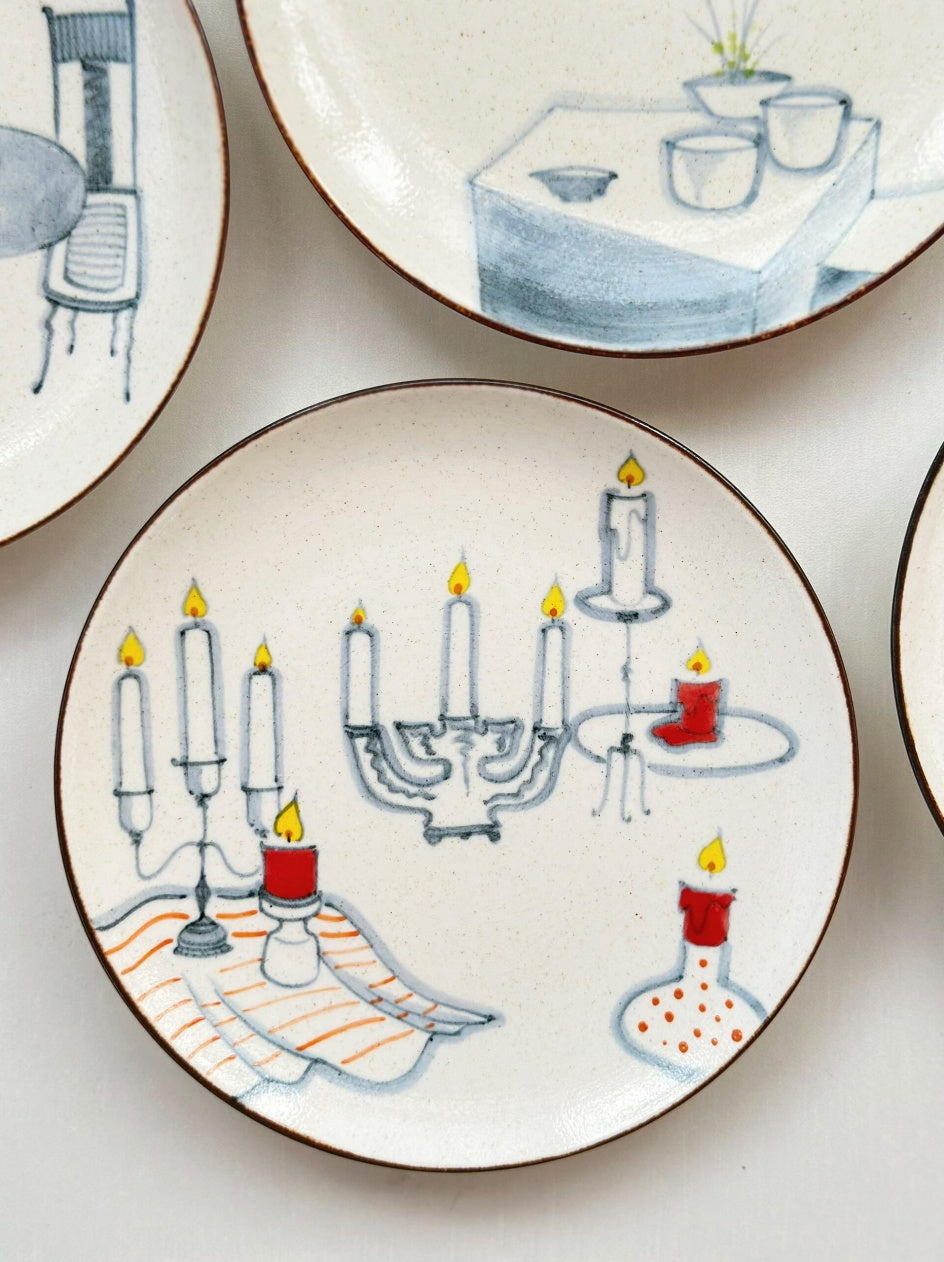 French Leisure Hand-Painted Round Dessert Plate – Candlelight Dinner II Chi Su