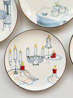 French Leisure Hand-Painted Round Dessert Plate – Candlelight Dinner II Chi Su