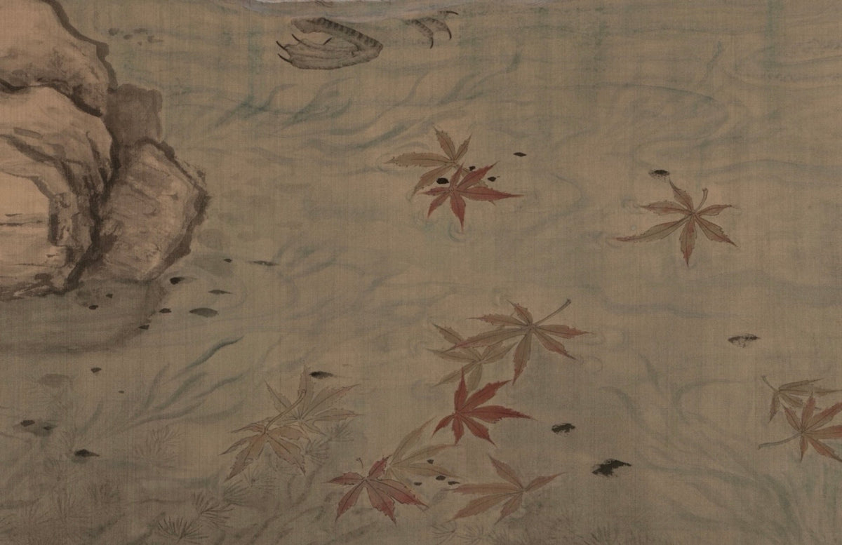 Chinese Gongbi Bird-and-Flower Painting – Pair of Wild Ducks beneath Crimson Maples Jing Li