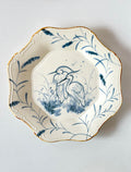 Blue & White Egret Hand-Painted Octagonal Ceramic Plate – Quiet Companionship Chi Su