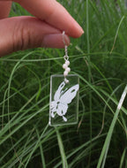 Hand-painted Glass Earrings - White Butterfly One Shower Studio