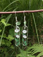 Hand-painted Glass Earrings -Little Daisy One Shower Studio