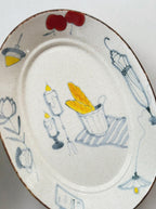 French Leisure Hand-Painted Oval Ceramic Plate – Candlelight Dinner Chi Su