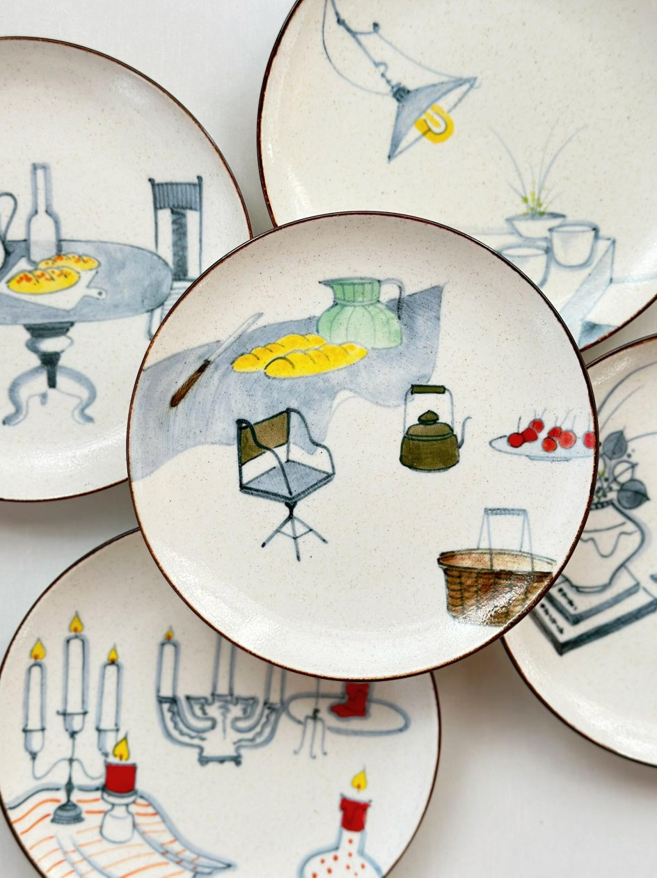 French Leisure Hand-Painted Round Dessert Plate – Candlelight Dinner II Chi Su