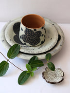 Rustic Stoneware Handmade Plate - Sage Garden Bloom Xin Feng Wang