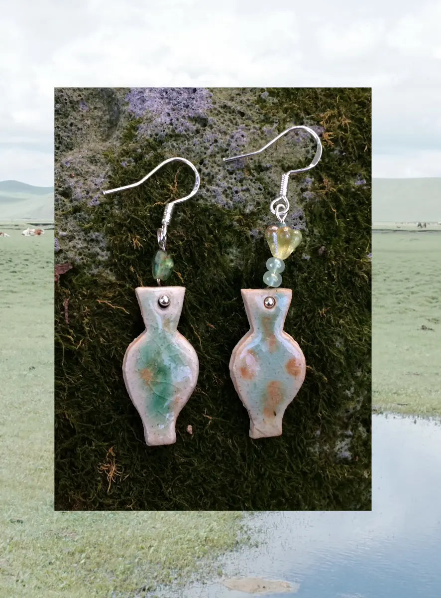 Handmade Ceramic Earrings –Mosslight Vessel One Shower Studio
