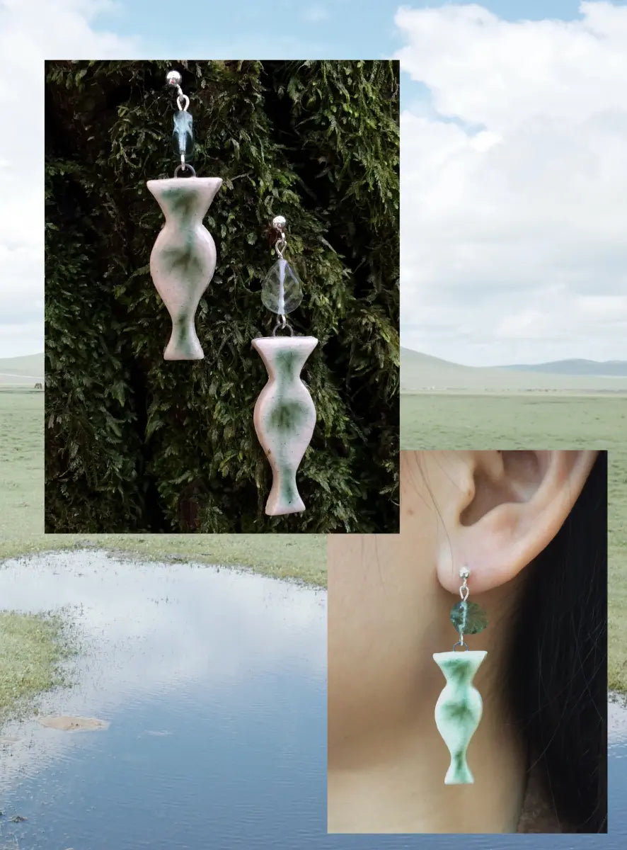 Handmade Ceramic Earrings –Mosslight Vessel One Shower Studio