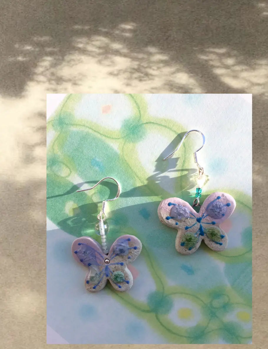 Handmade Ceramic Earrings – Spring Violet One Shower Studio