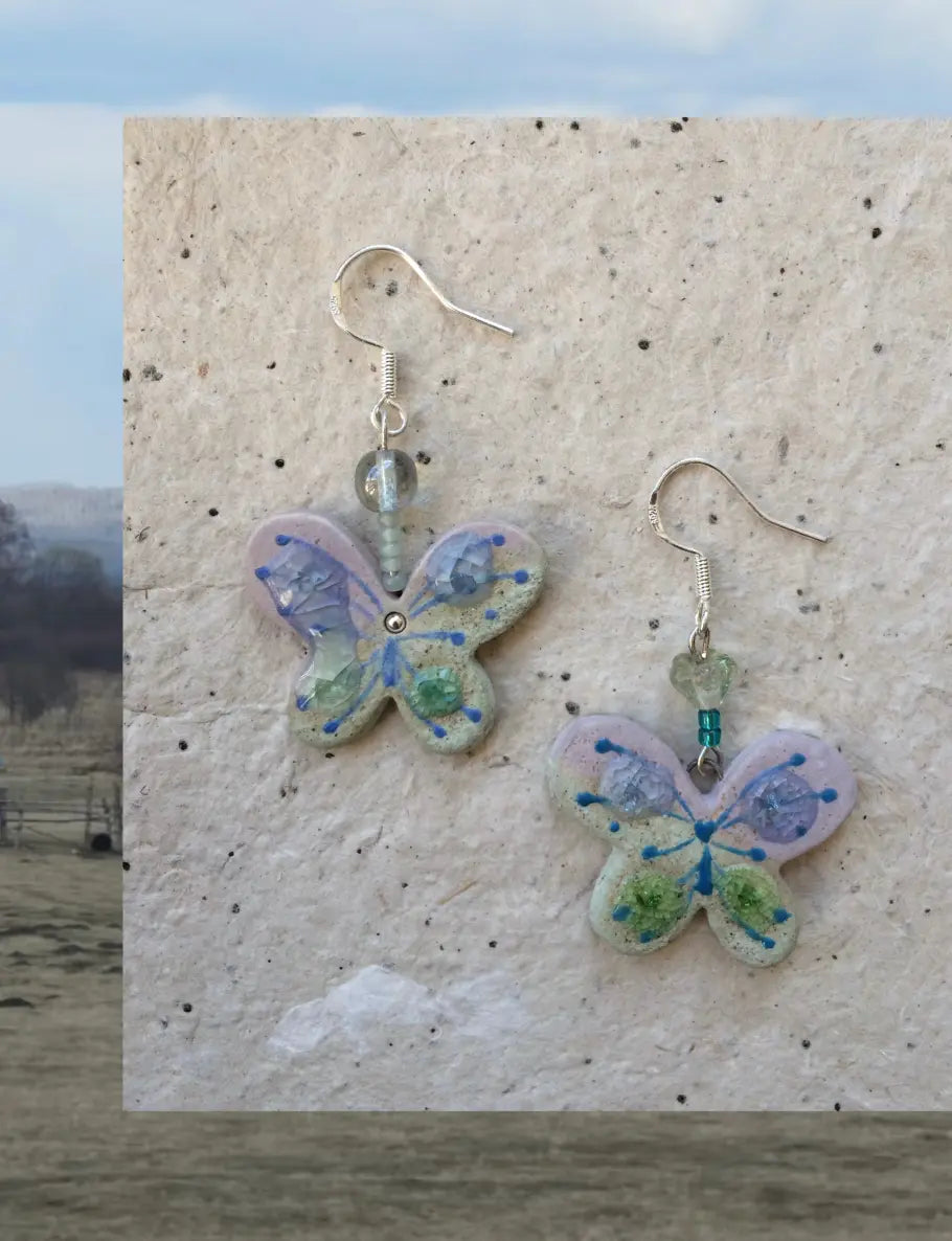 Handmade Ceramic Earrings – Spring Violet One Shower Studio