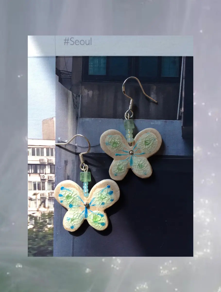 Handmade Ceramic Earrings – Summer Butterfly One Shower Studio