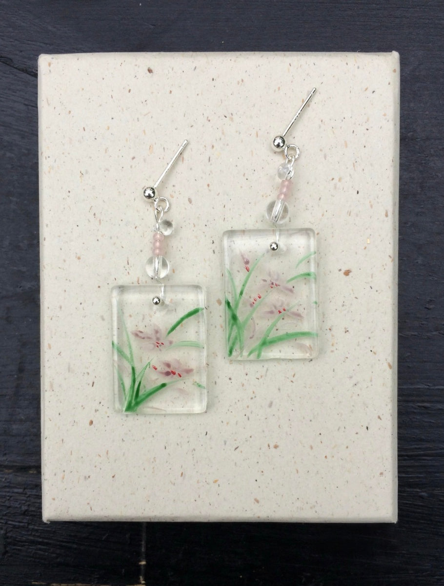 Hand-painted Glass Earrings - Summer Breeze One Shower Studio