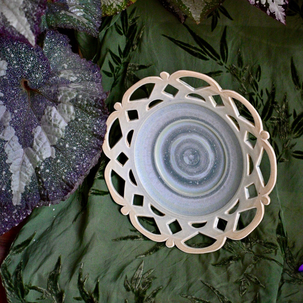Starry River Handcrafted Openwork Wood-Fired Porcelain Plate Orange Yellow