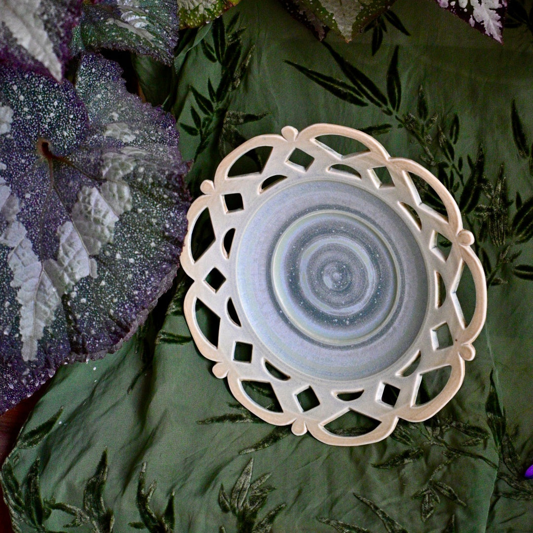 Starry River Handcrafted Openwork Wood-Fired Porcelain Plate Orange Yellow