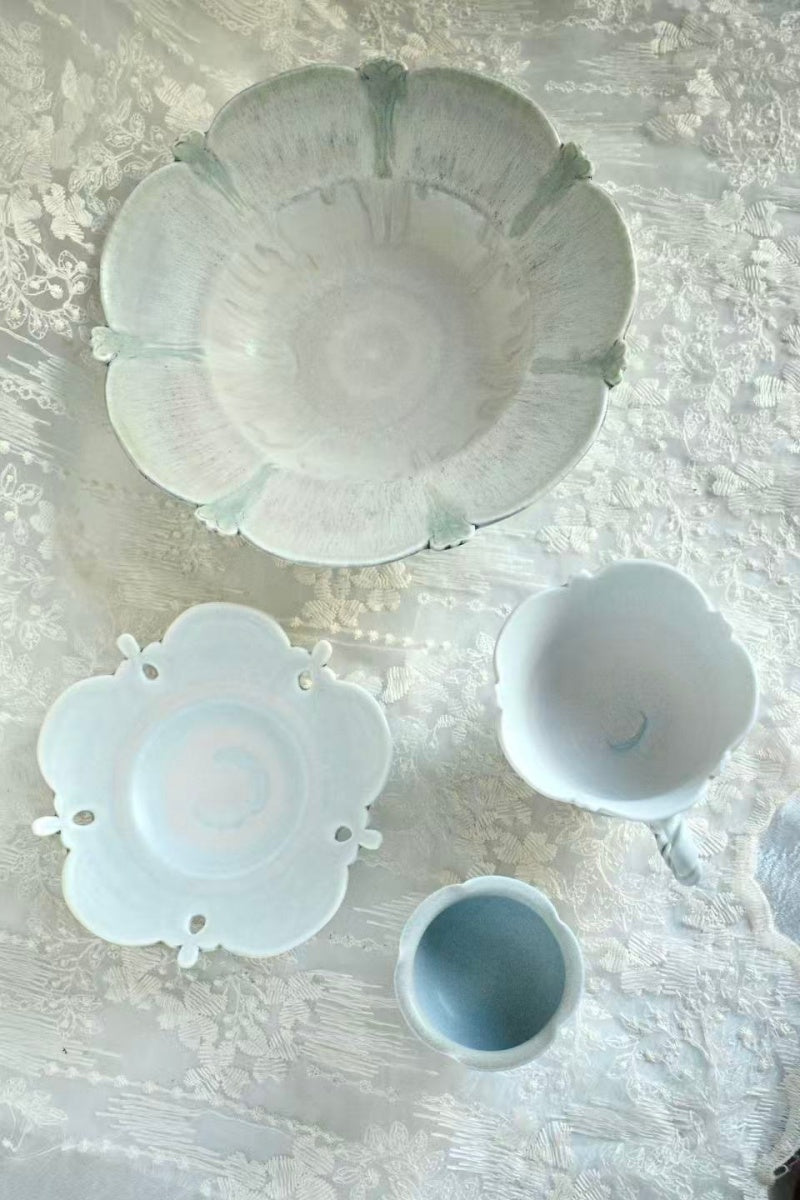 Misty Celadon Handcrafted Wood-Fired Porcelain Tableware Orange Yellow