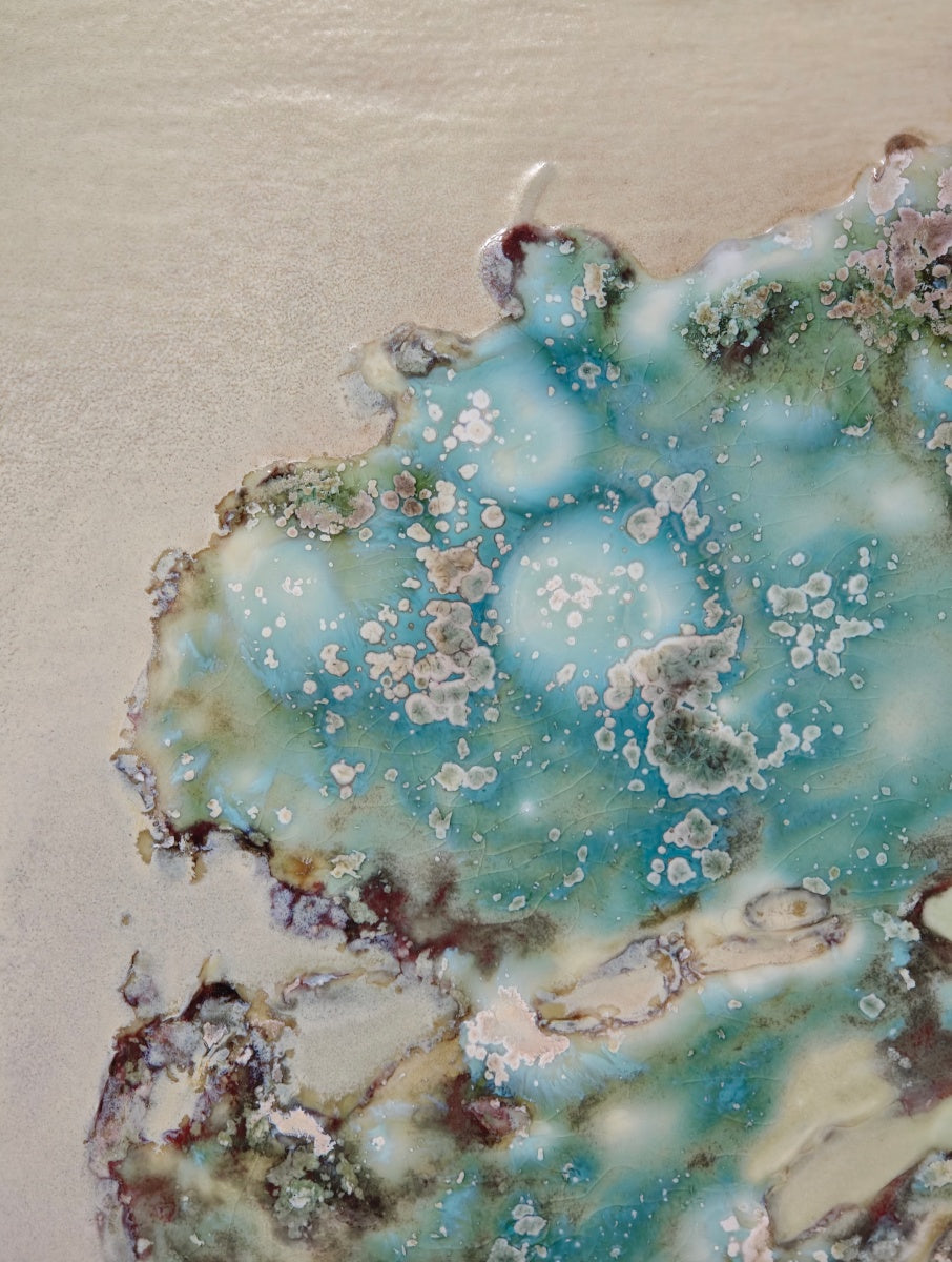 High-Temperature Glaze Ceramic Painting –A White Leaf, A Jade Lotus (Original 1/1) Xianyue Lee
