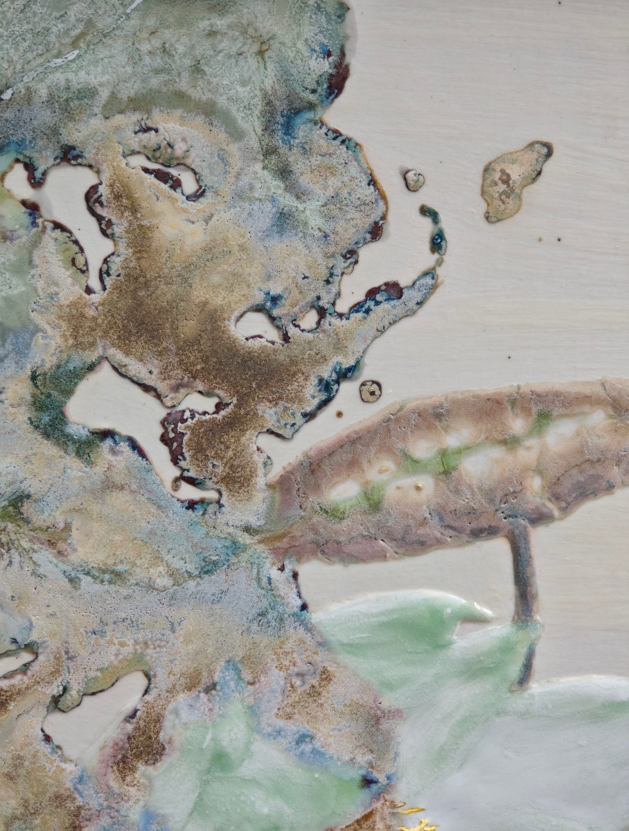 High-Temperature Glaze Ceramic Painting –Green Lotus Listening to Rain (Original 1/1) Xianyue Lee