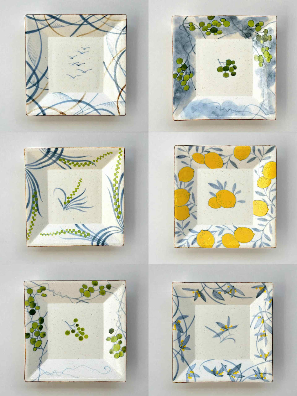 Quiet Garden Hand-Painted Square Ceramic Plates Chi Su