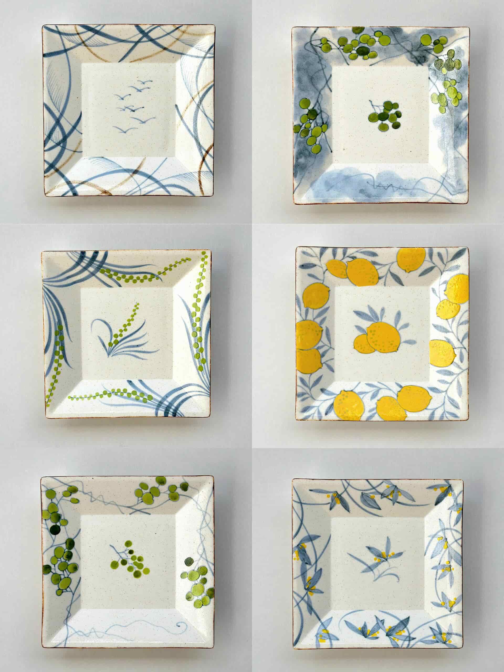 Quiet Garden Hand-Painted Square Ceramic Plates Chi Su