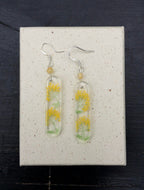 Hand-painted Glass Earrings -Golden Acacia One Shower Studio