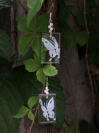Hand-painted Glass Earrings - White Butterfly One Shower Studio