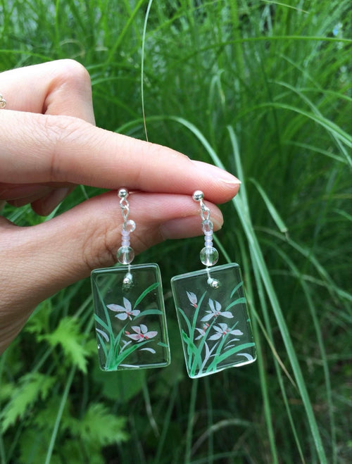 Hand-painted Glass Earrings - Summer Breeze One Shower Studio