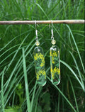 Hand-painted Glass Earrings -Golden Acacia One Shower Studio