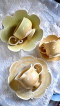 Soft Glow Handcrafted Wood-Fired Porcelain Cup Set Orange Yellow