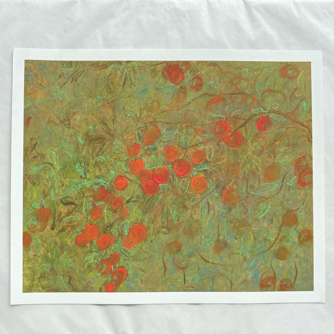 Abstract Persimmon Wall Art – Abundance & Certain Happiness (Fine Art Print) Fengxi Ni